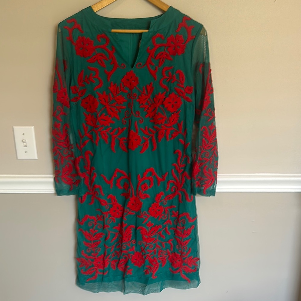 Almatrichi Spain Red and Green Long Sleeve Dress
